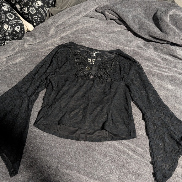 Hot Topic Black Sheer Lace Top - Picture 7 of 9